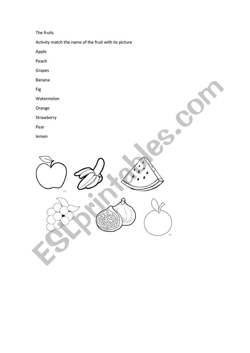 the fruits worksheet