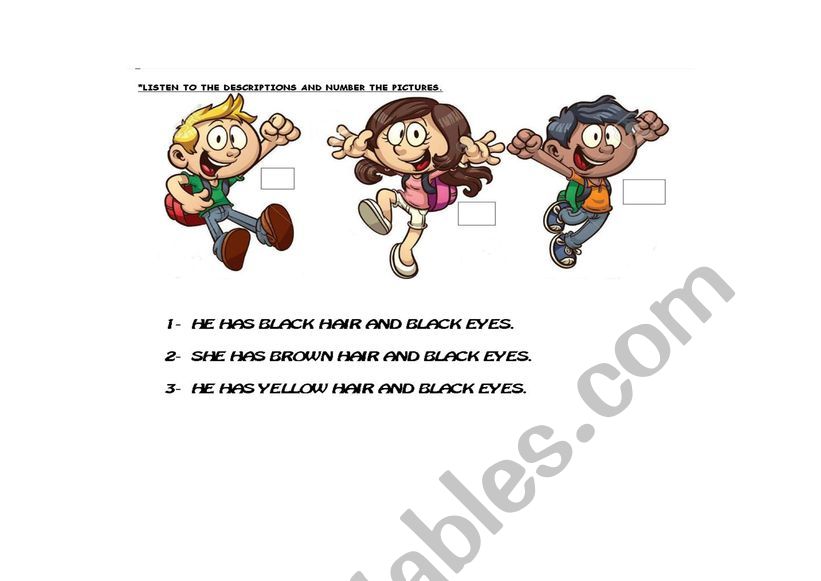 Describing people worksheet