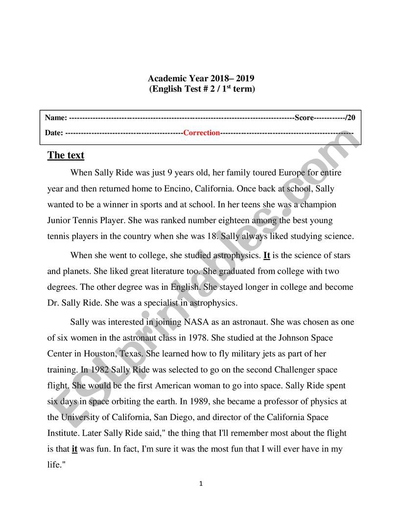 English exam with answers worksheet