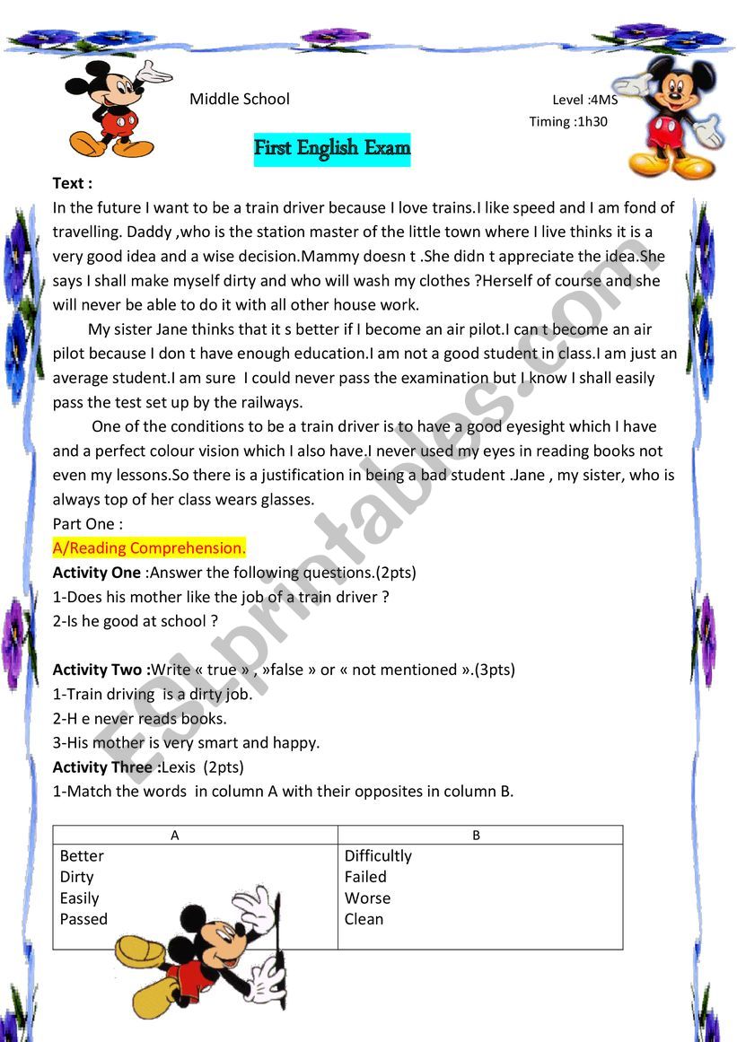 dreams,hopes and expectations worksheet