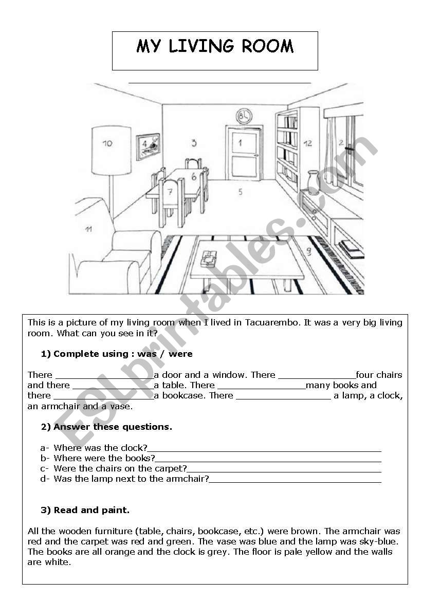 MY LIVING ROOM worksheet