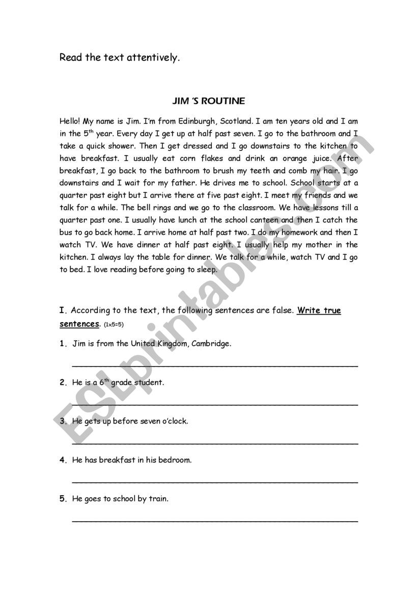 The Simple Present Test worksheet