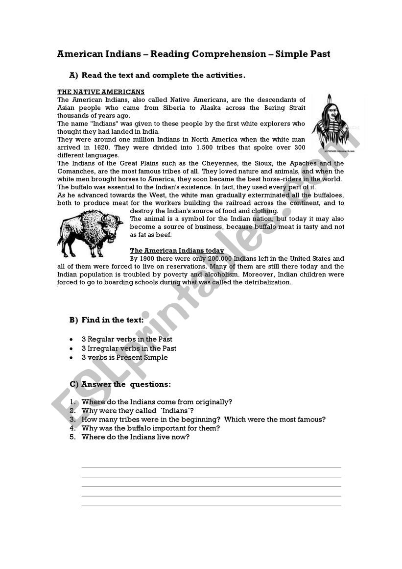 Native Americans worksheet