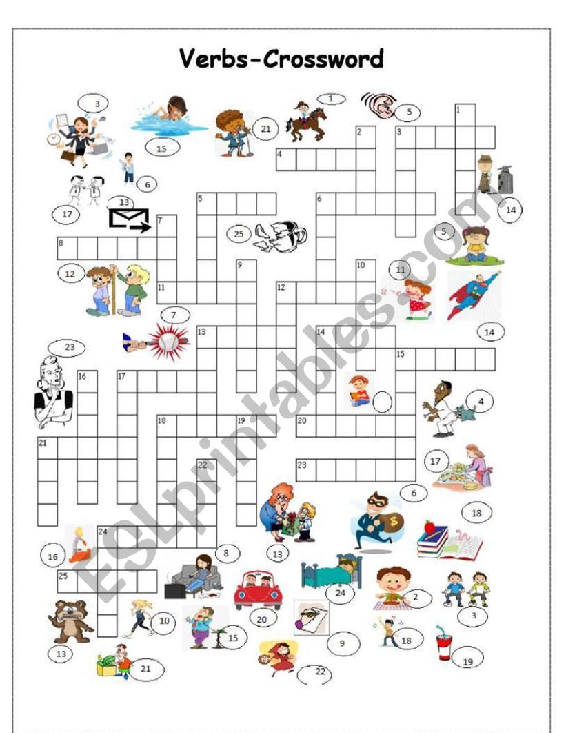 VERBS    CROSSWORD SET 3 OF 3 worksheet