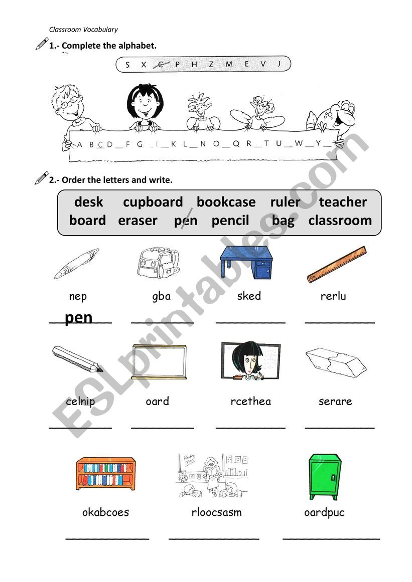 Classroom Vocabulary worksheet