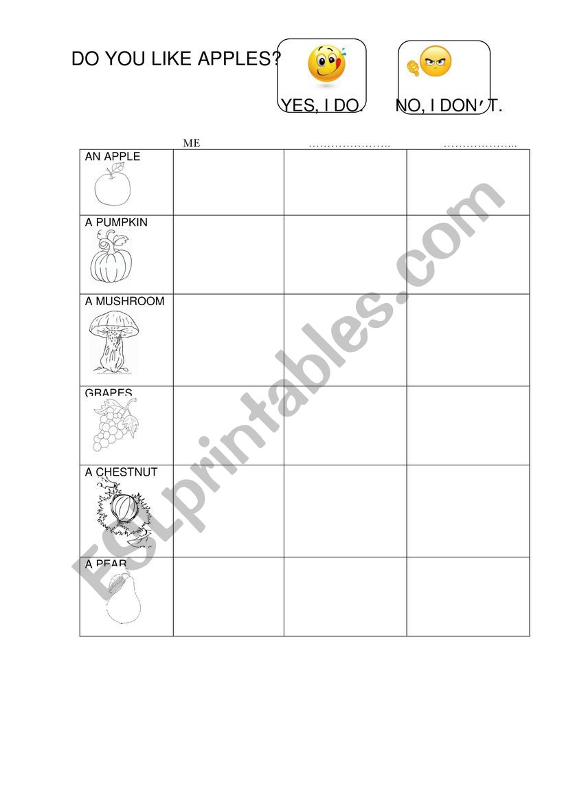 autumn fruits worksheet