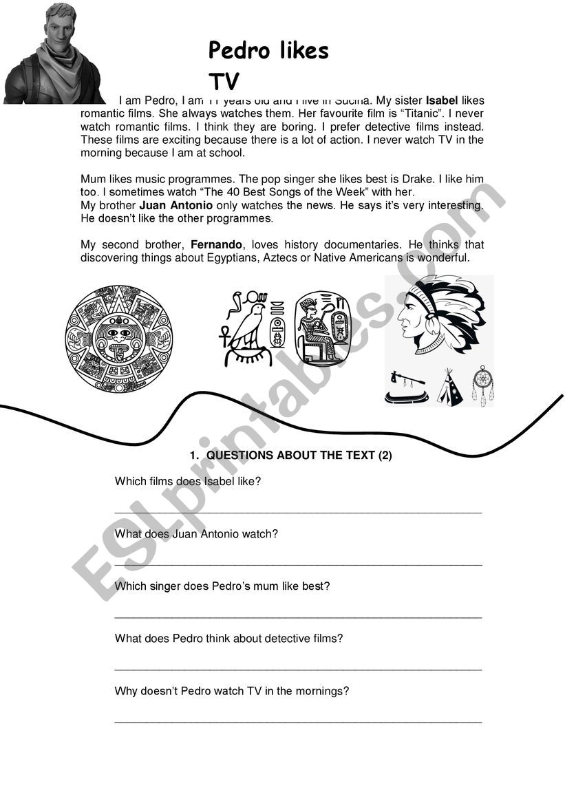 Reading test about TV programmes
