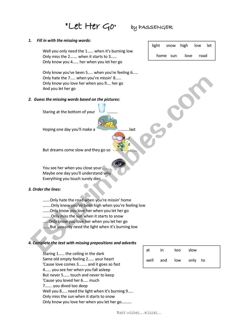 song  worksheet