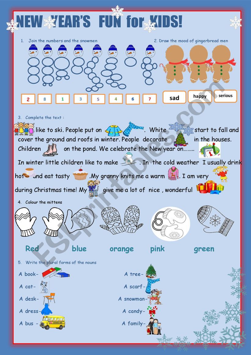 New Year Fun for Kids!  worksheet