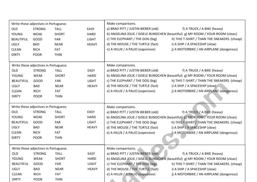 Comparatives worksheet