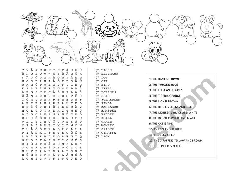 Animals vocabulary worksheet