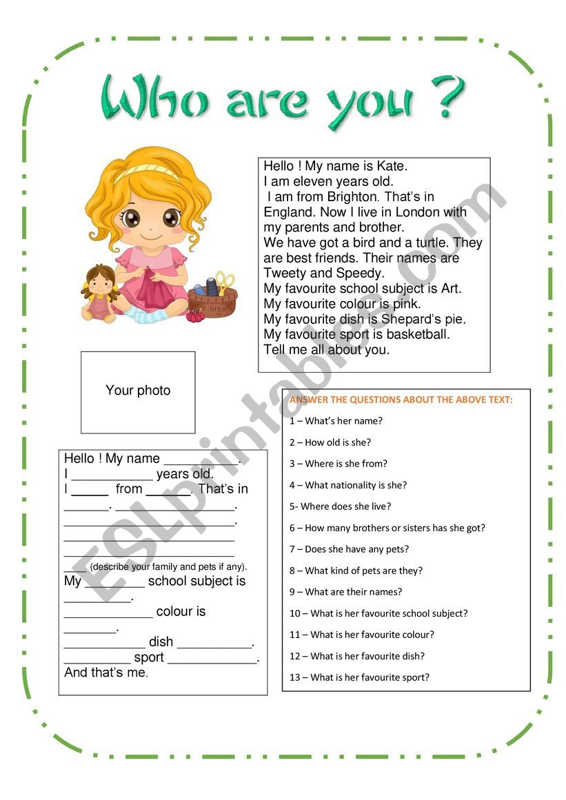 Who are you? (girl) worksheet