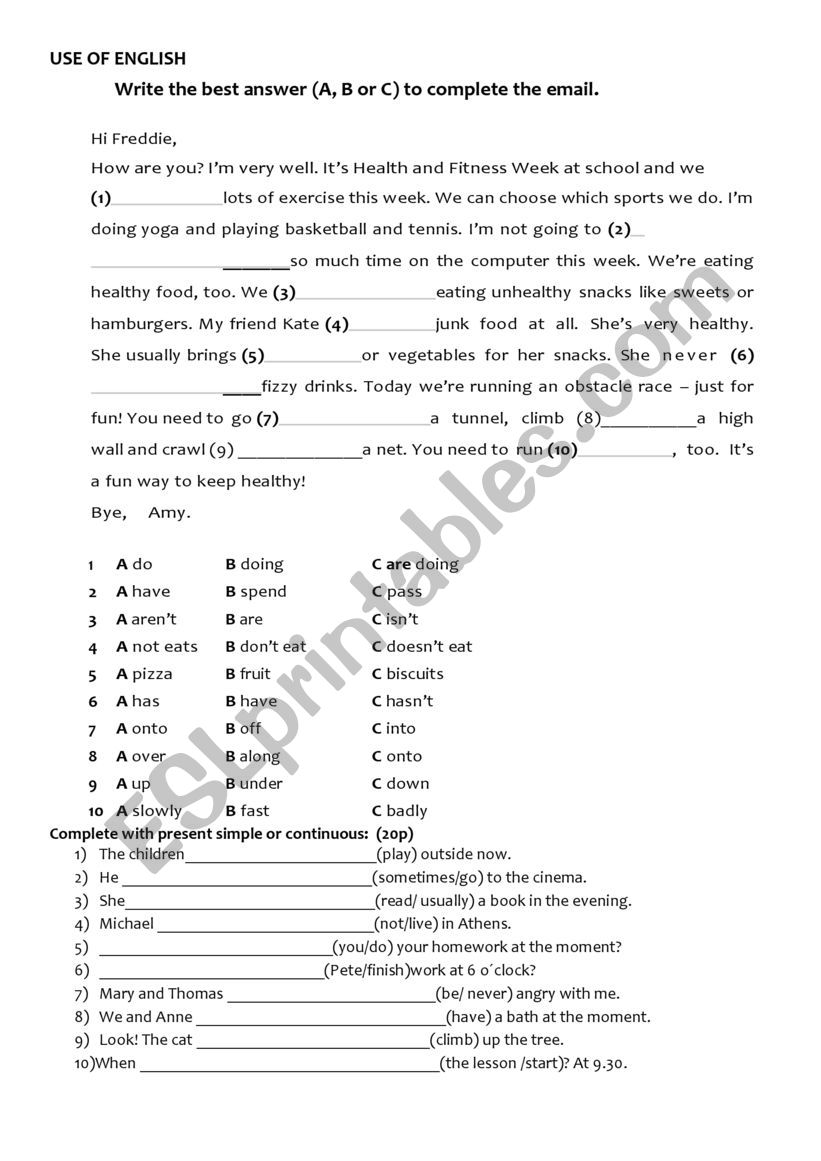 PRESENT SIMPLE OR CONTINUOUS worksheet