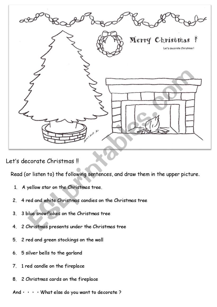 Lets decorate Christmas !! worksheet