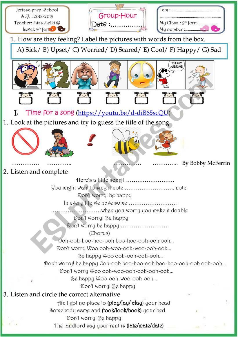 Remedial work 9th form worksheet