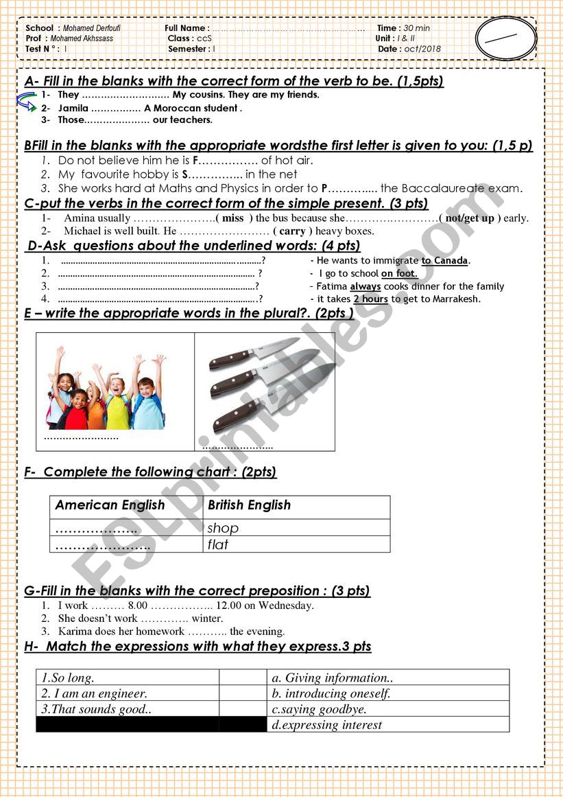 unit 1 and 2 common core test B