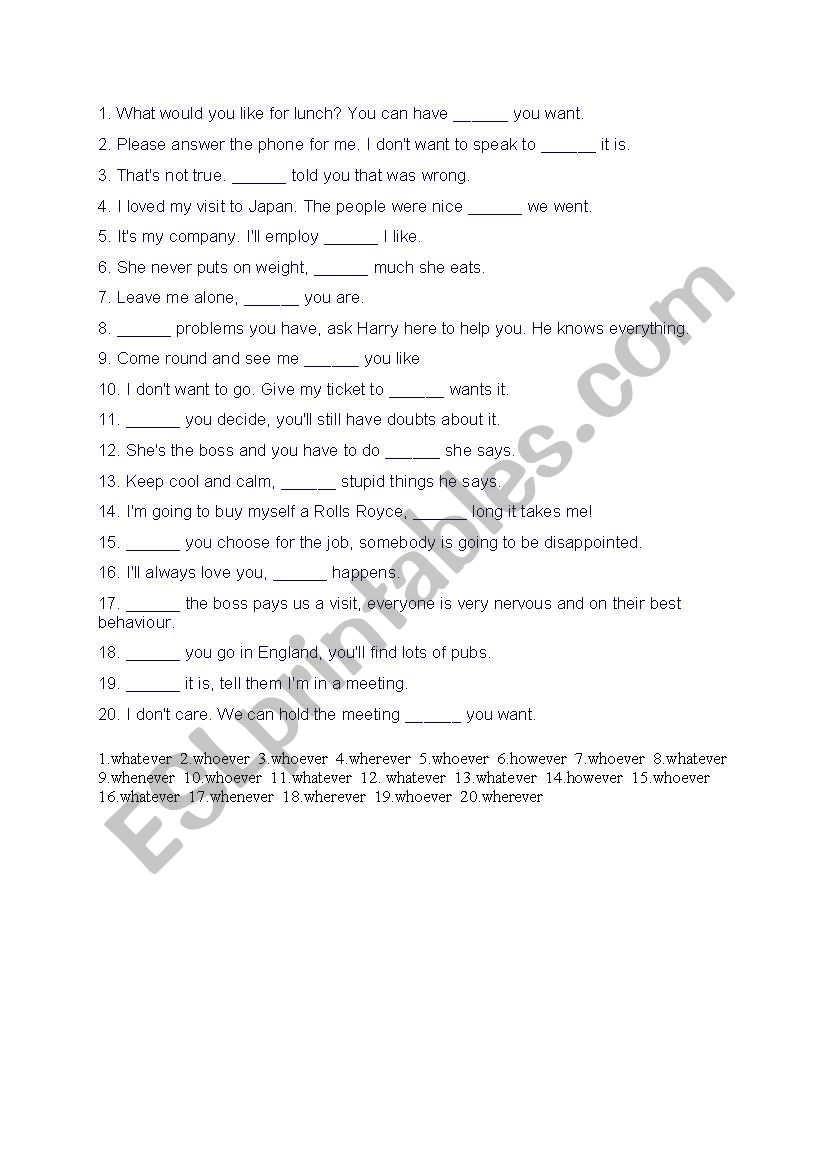 -Ever words worksheet
