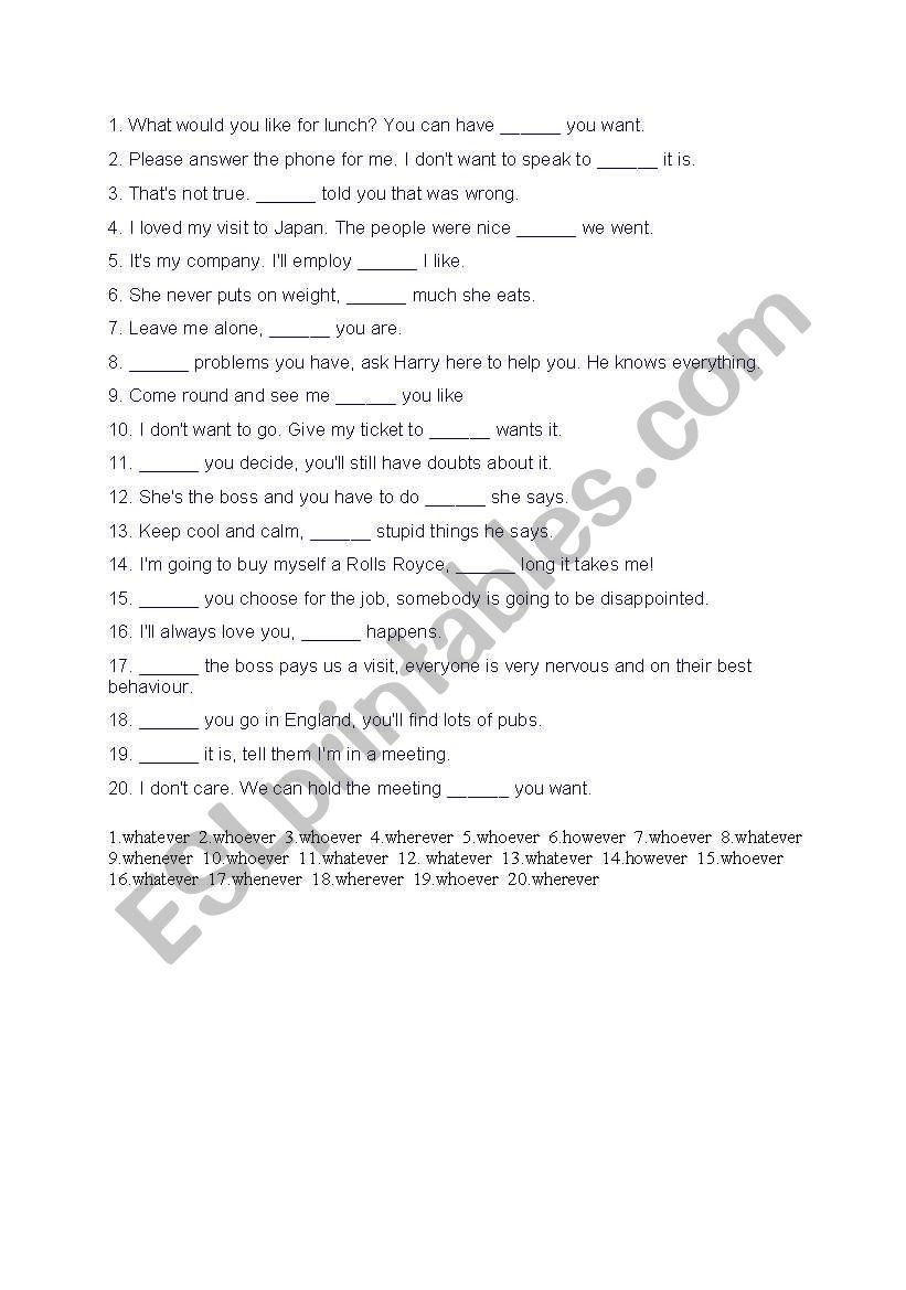 -Ever words worksheet