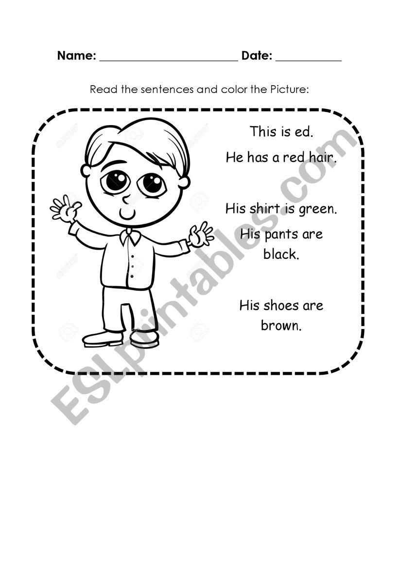 Read and Color worksheet