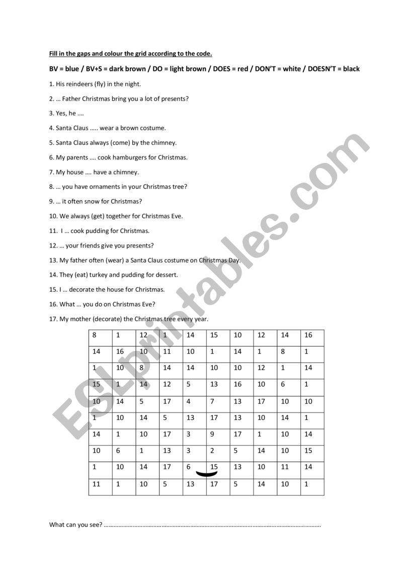 Christmas mystery picture worksheet