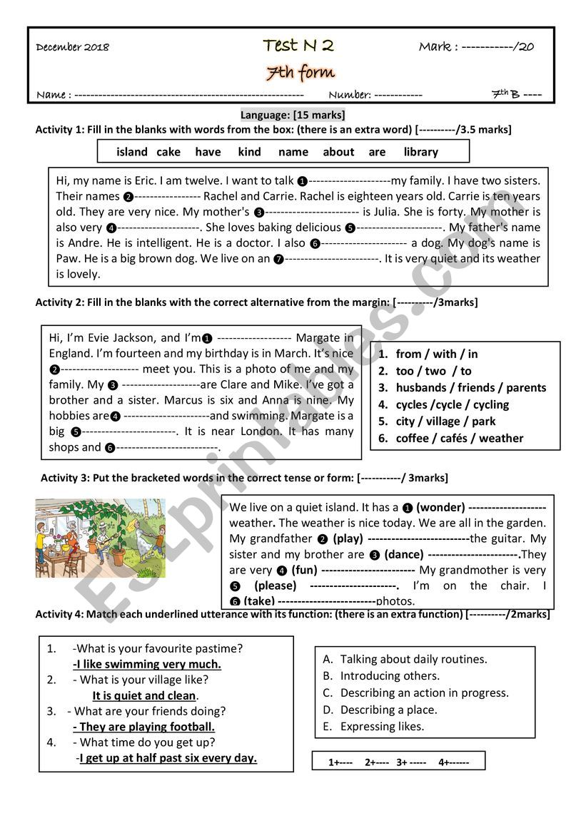 test 2  worksheet