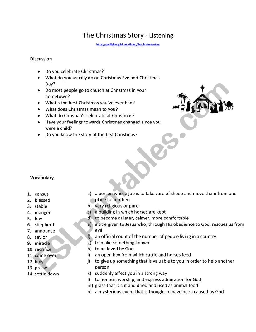 The First Christmas worksheet