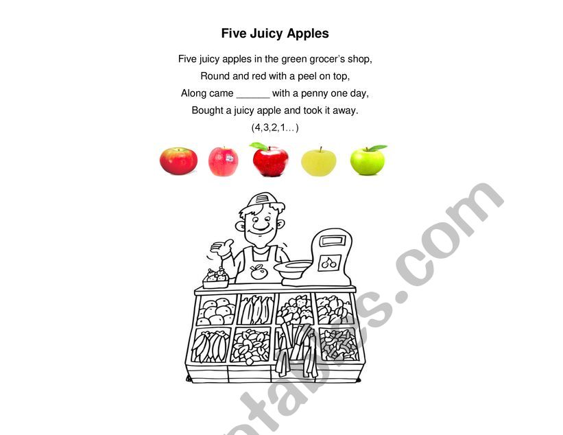 Five Juicy Apples worksheet