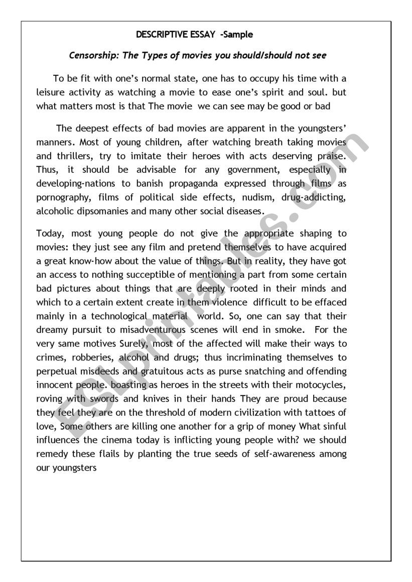 descriptive essay questions and answers