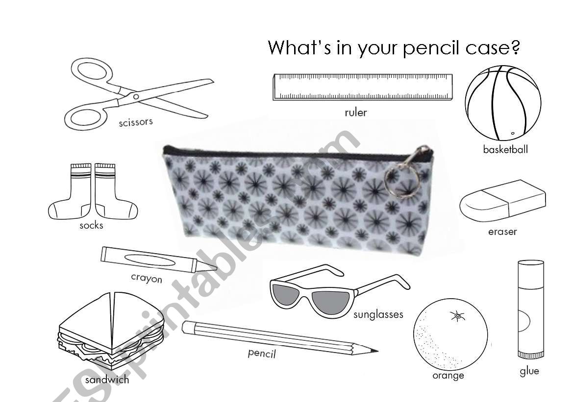 In your pencil case worksheet