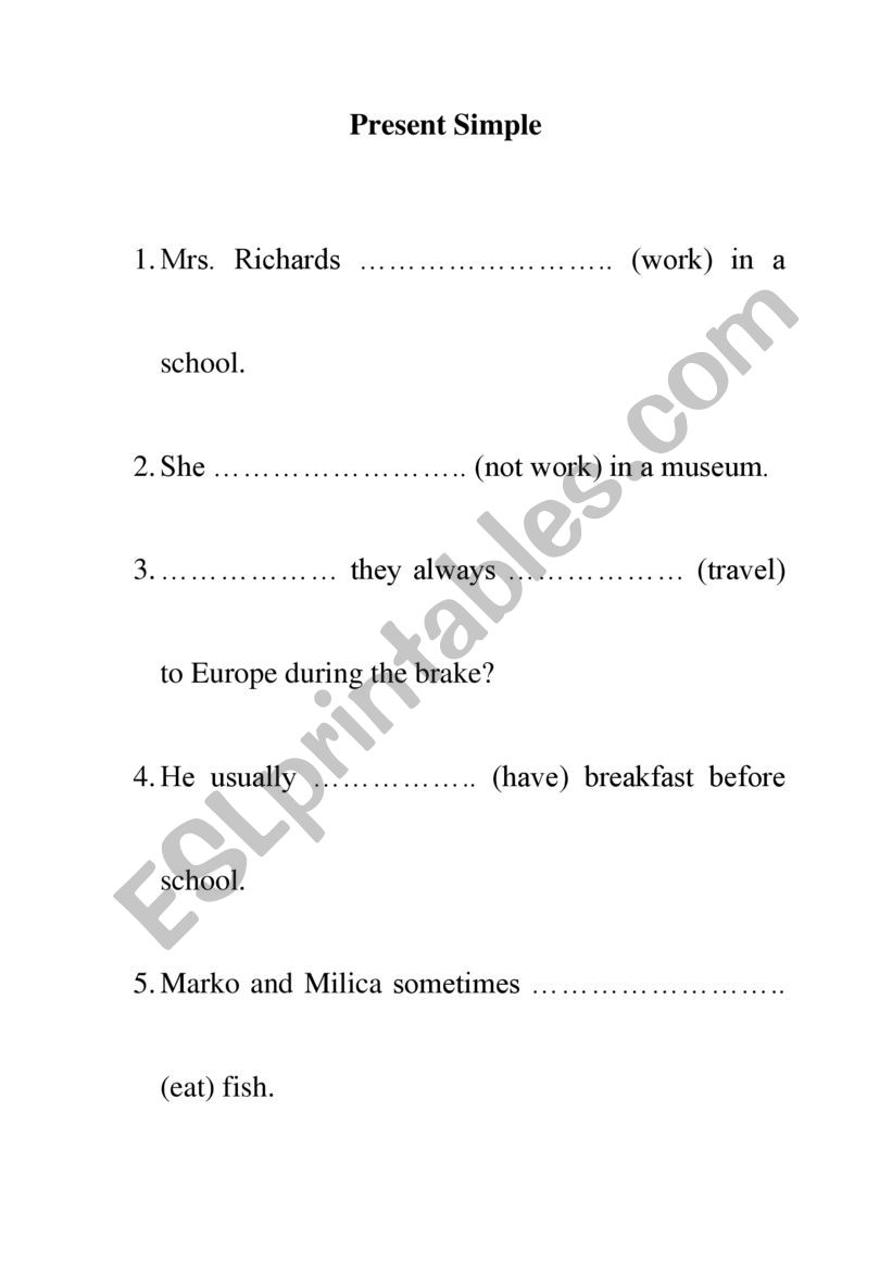 Present Simple worksheet