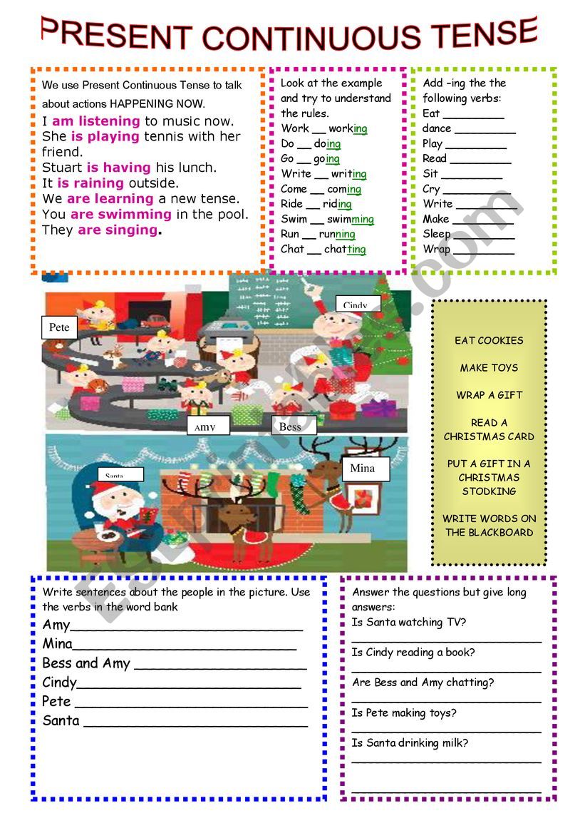 Christmas and present continuous tense