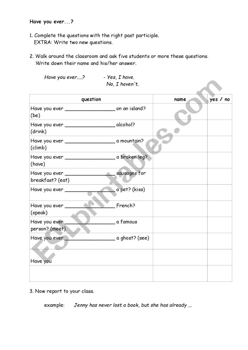 partner interview questions present perfect