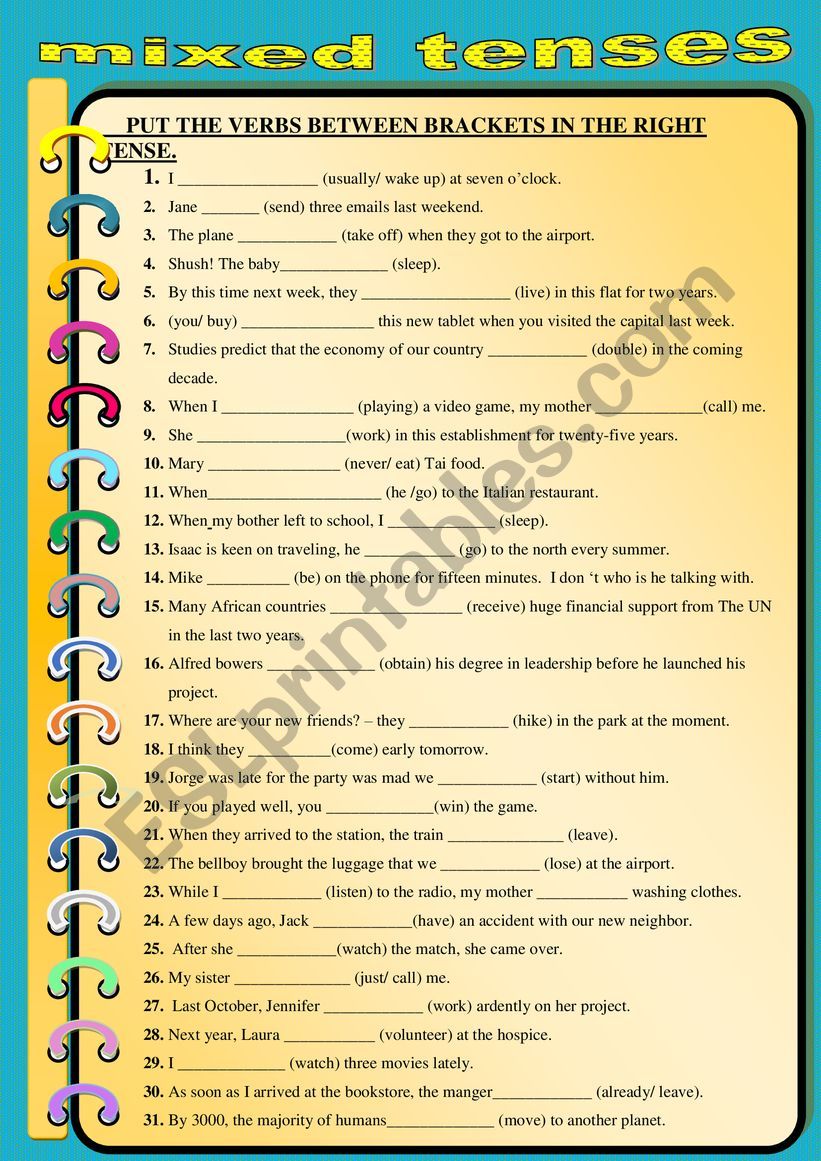 MIXED TENSES worksheet