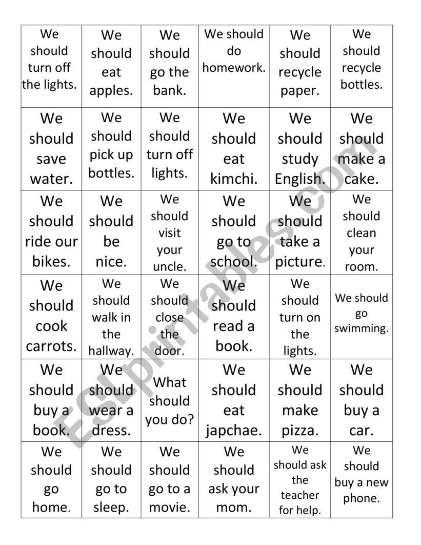 Lesson 12: We should save the Earth. Connect four game - We should ___________. Lesson 12: We should save the Earth. Connect four game - We should ___________.