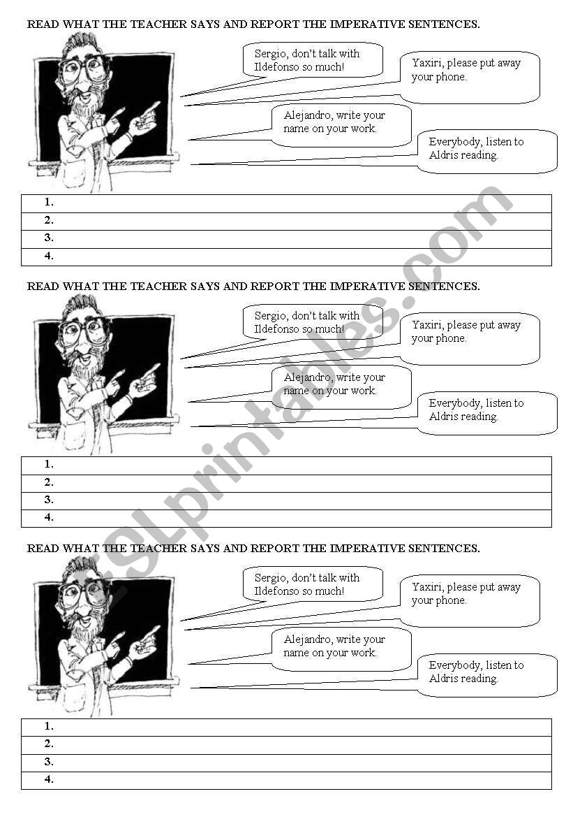 find the imperative sentence worksheet