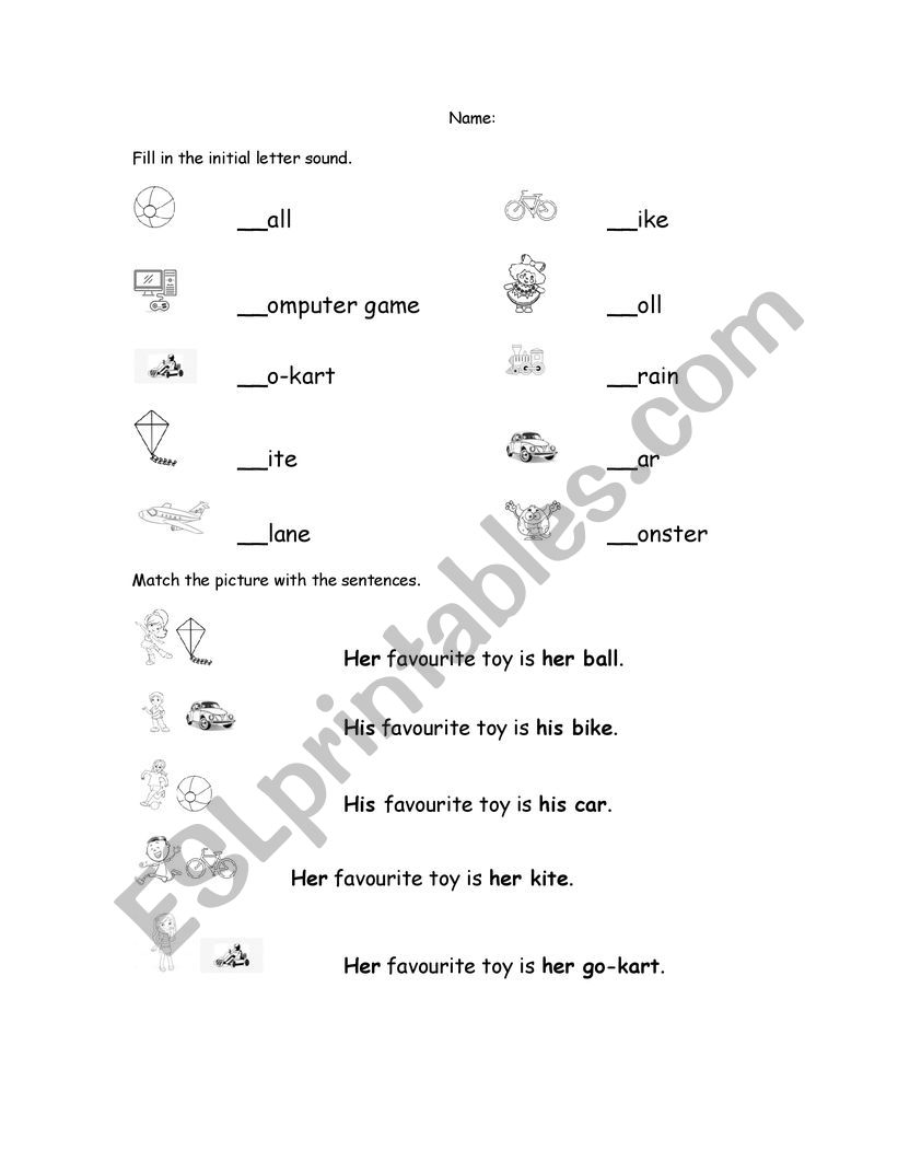 Toys worksheet