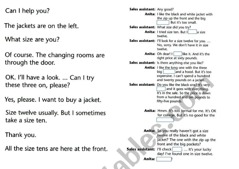 Buying Clothes worksheet