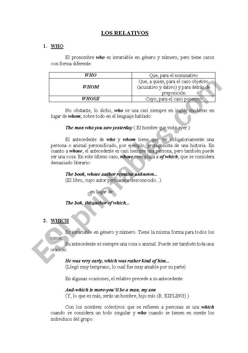 relative clauses worksheet