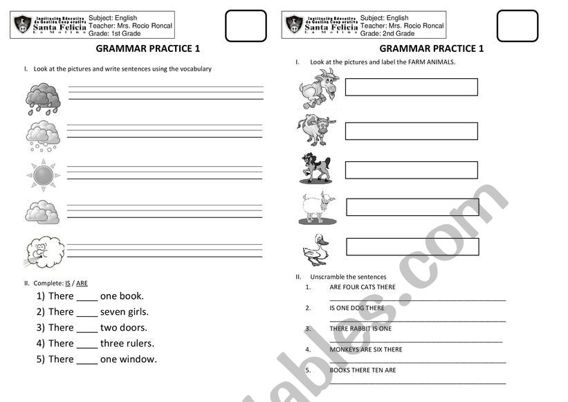 Weather and farm animals worksheet