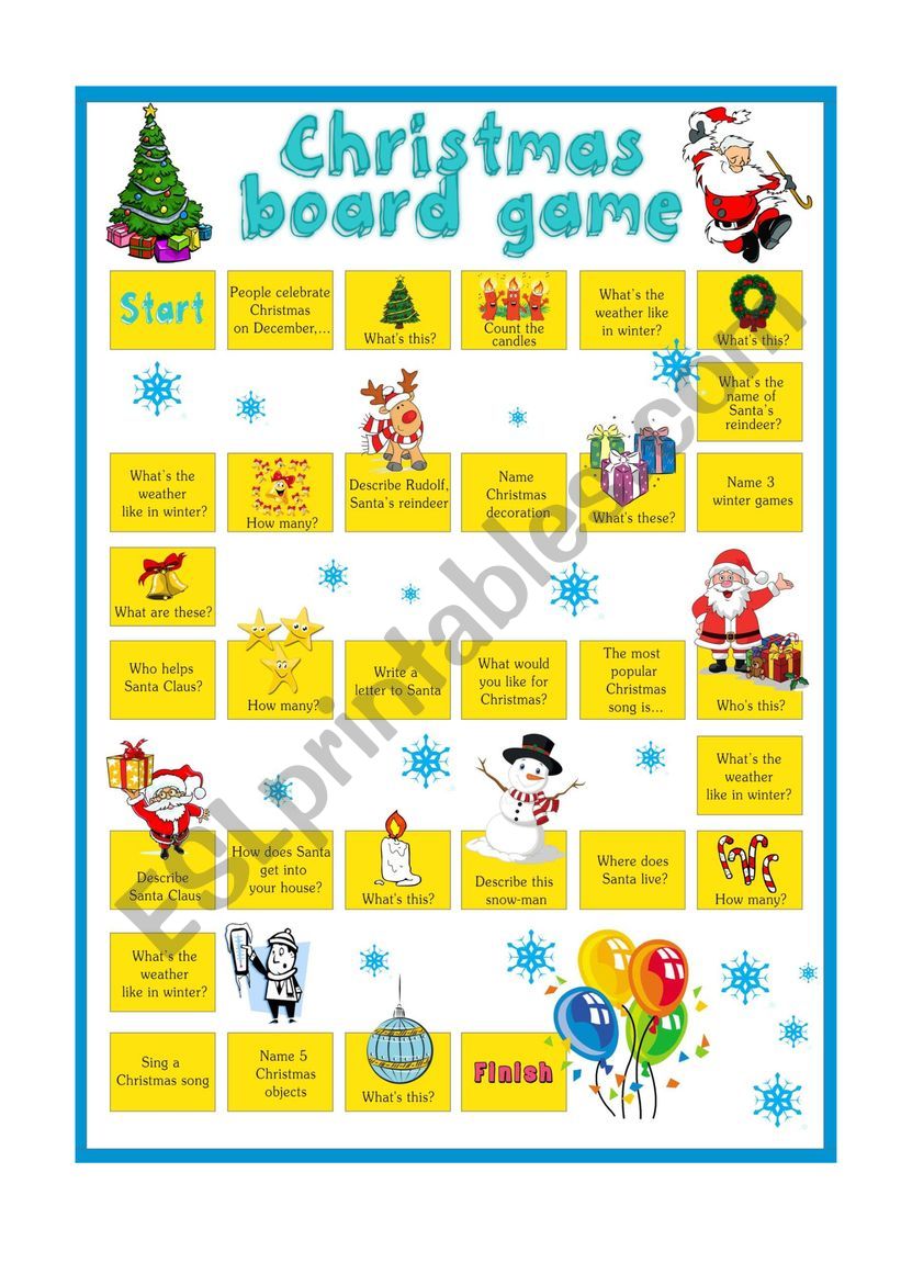 Christmas  board game worksheet