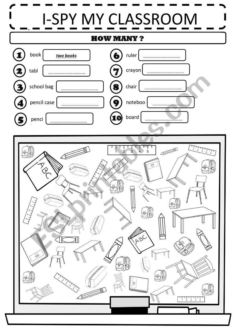 classroom objects i-spy and test