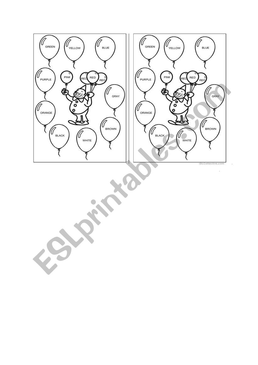 Colours worksheet