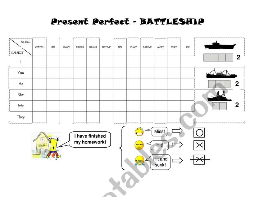 Battleship Present Perfect worksheet