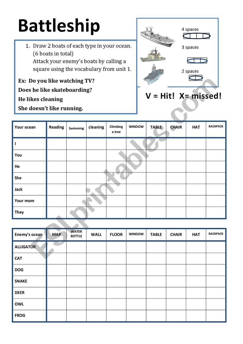 Battleship preposition of place