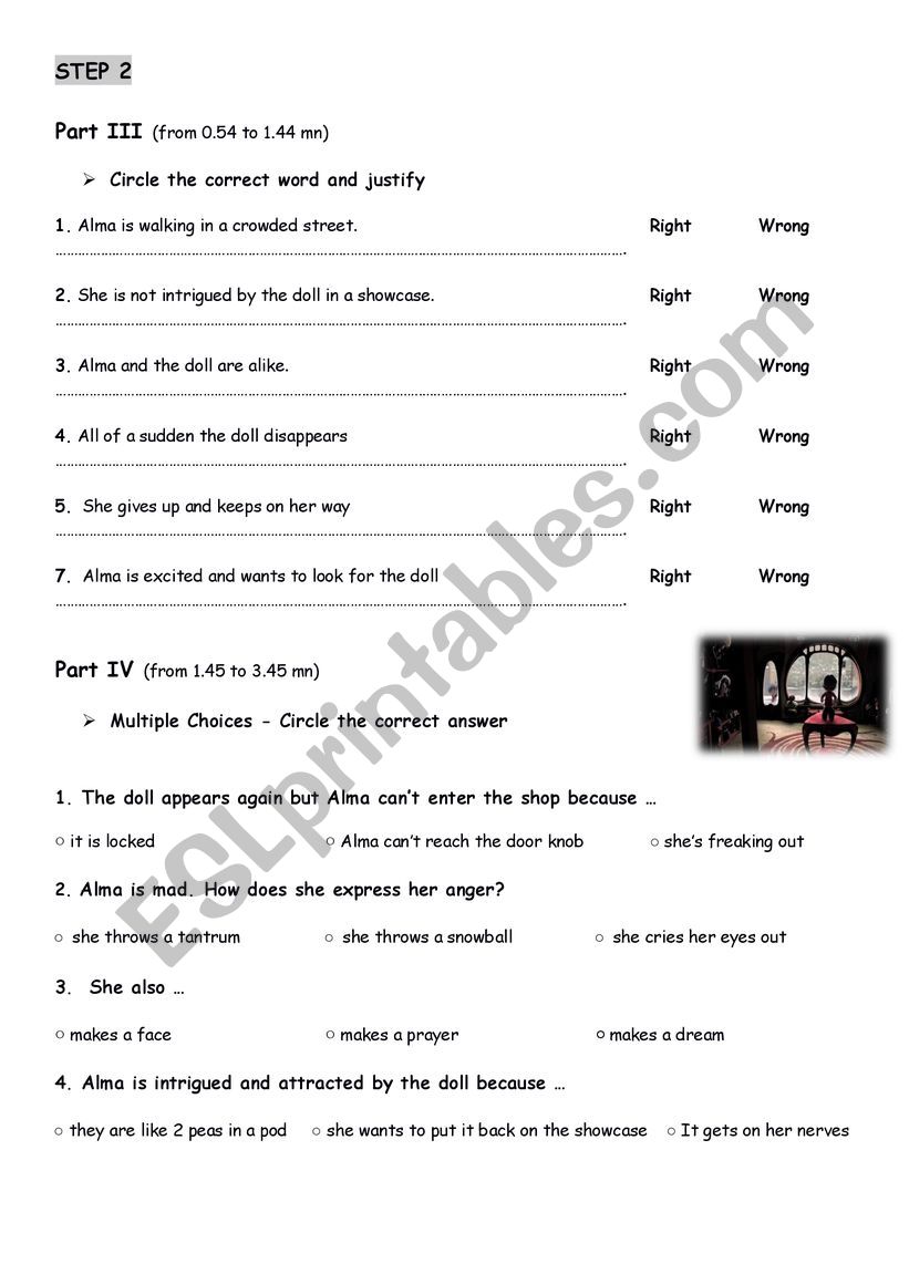 ALMA SHORT ANIMATED MOVIE 2 worksheet