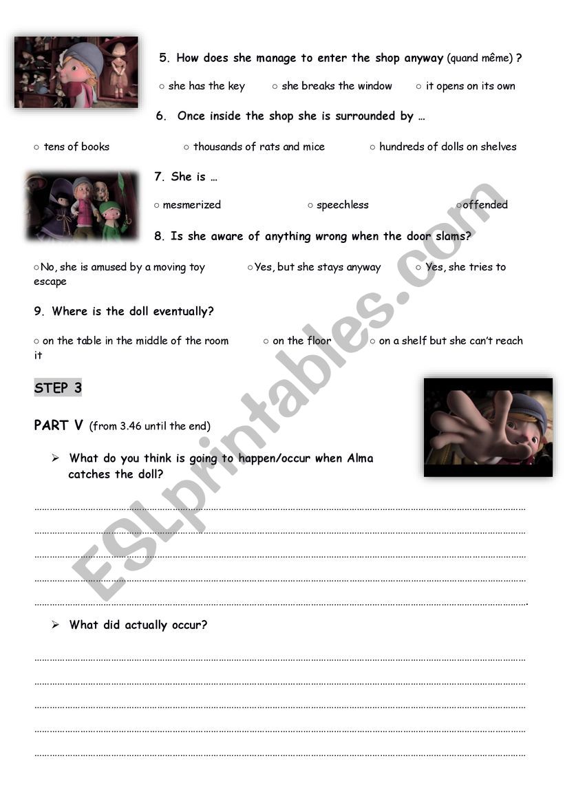 ALMA SHORT ANIMATED MOVIE (3) worksheet