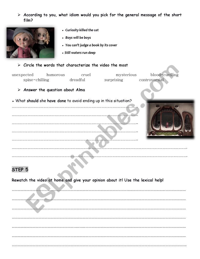 ALMA SHORT ANIMATED MOVIE (5) worksheet