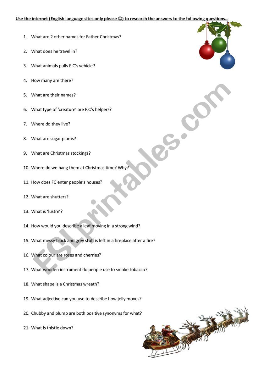 Web Quest  for before twas the night before christmas