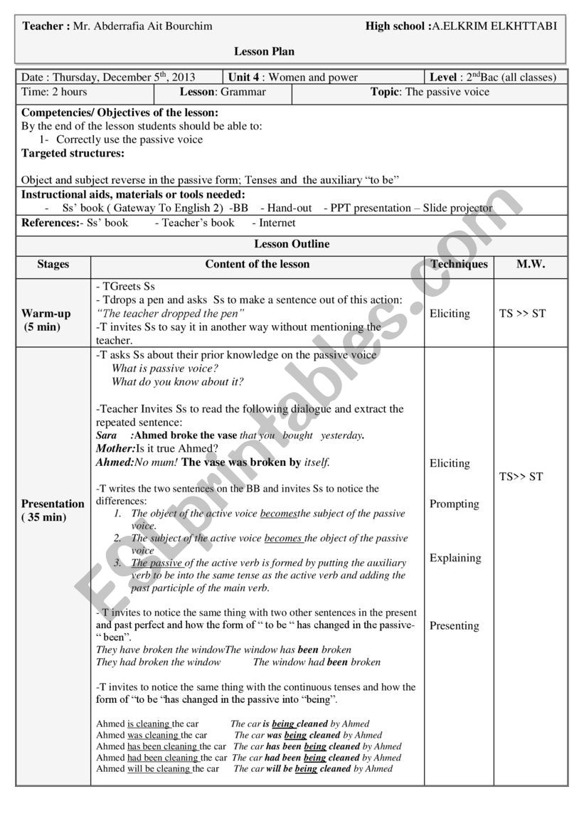 Passive voice  worksheet