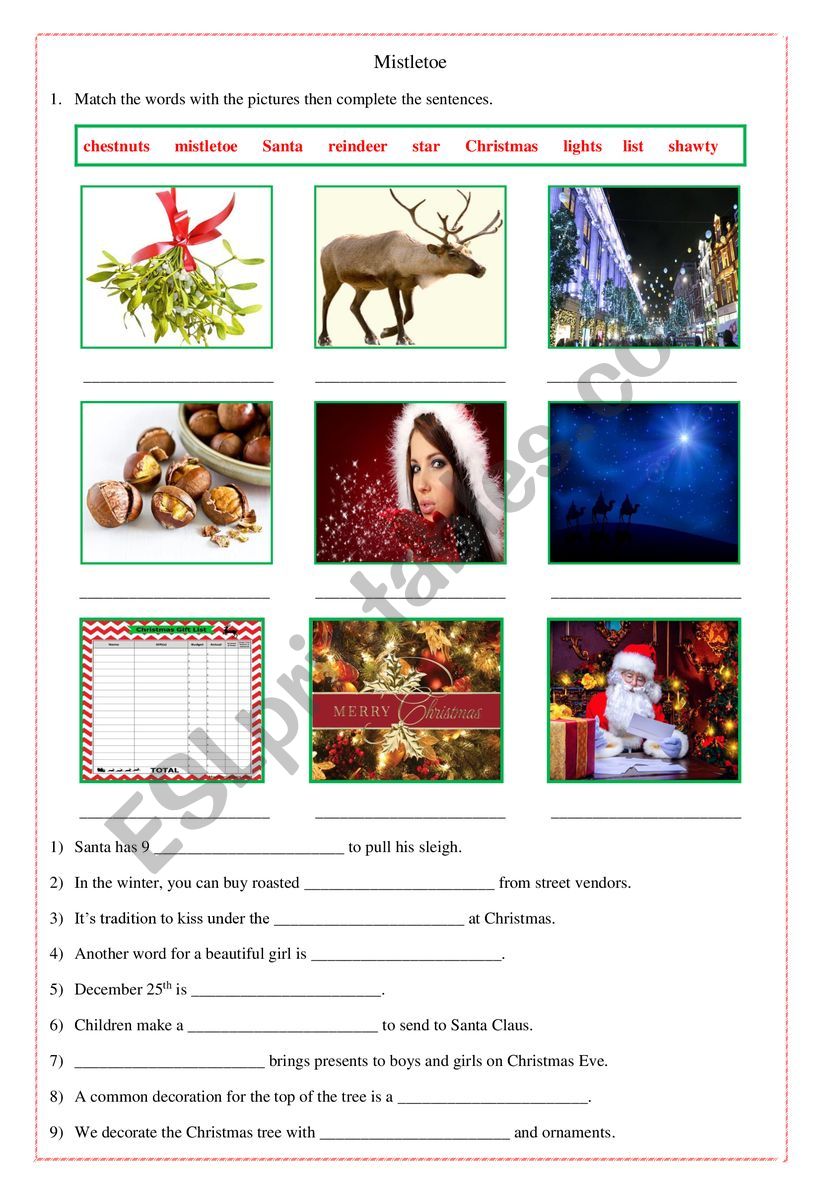 Mistletoe - Justin Bieber worksheet